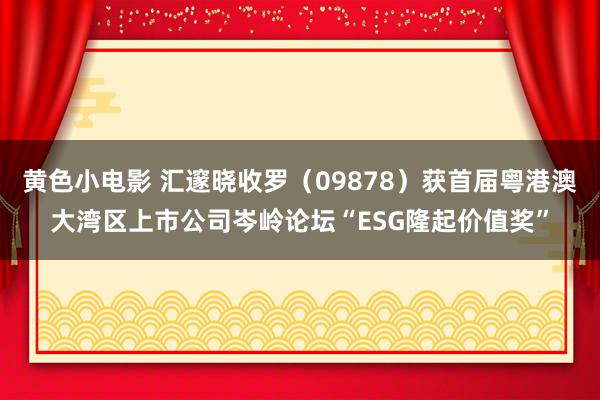 黄色小电影 汇邃晓收罗（09878）获首届粤港澳大湾区上市公司岑岭论坛“ESG隆起价值奖”