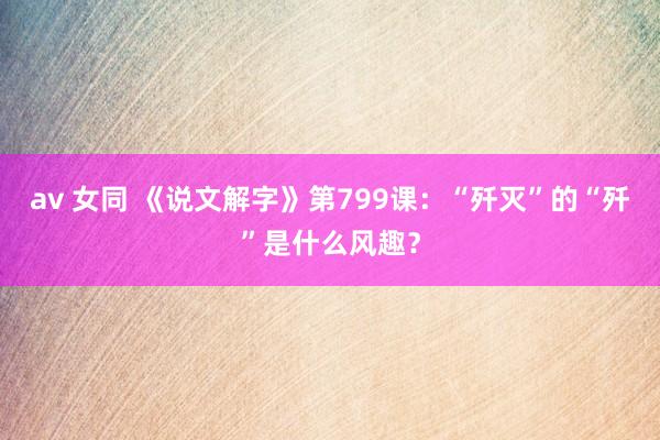 av 女同 《说文解字》第799课：“歼灭”的“歼”是什么风趣？