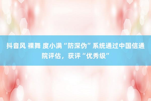 抖音风 裸舞 度小满“防深伪”系统通过中国信通院评估，获评“优秀级”
