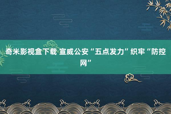 奇米影视盒下载 宣威公安“五点发力”织牢“防控网”