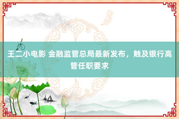 王二小电影 金融监管总局最新发布，触及银行高管任职要求