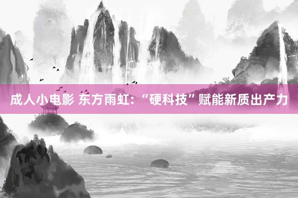 成人小电影 东方雨虹: “硬科技”赋能新质出产力