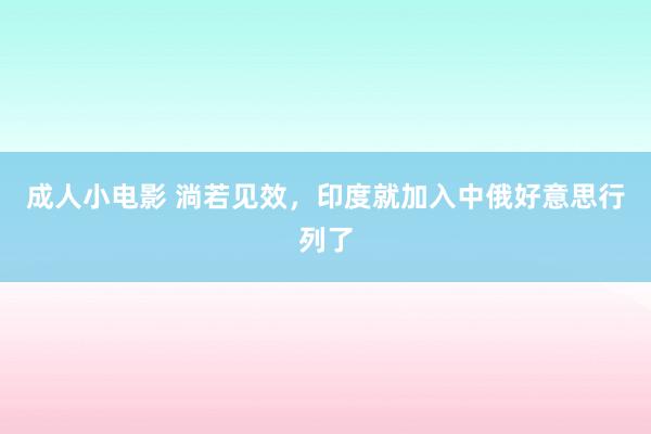 成人小电影 淌若见效，印度就加入中俄好意思行列了