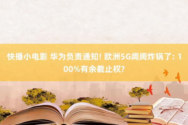 快播小电影 华为负责通知! 欧洲5G阛阓炸锅了: 100%有余截止权?
