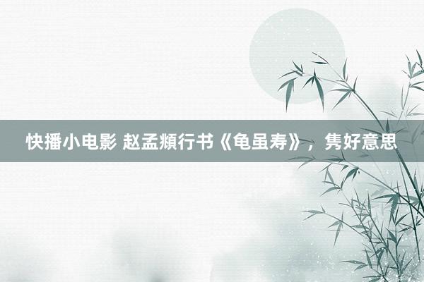 快播小电影 赵孟頫行书《龟虽寿》，隽好意思
