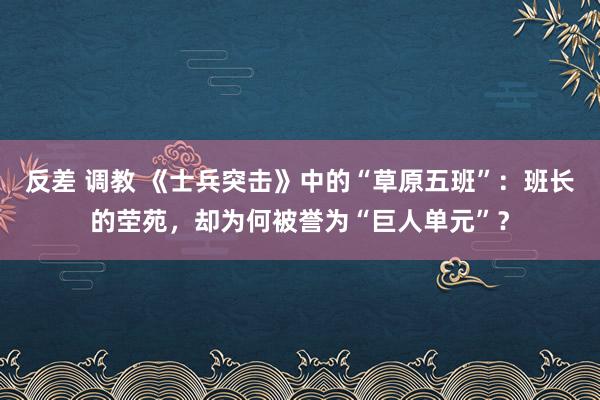 反差 调教 《士兵突击》中的“草原五班”:班长的茔苑,却为何被誉为“巨人单元”?