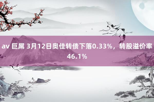 av 巨屌 3月12日奥佳转债下落0.33%，转股溢价率46.1%