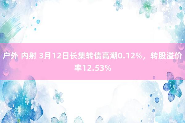 户外 内射 3月12日长集转债高潮0.12%，转股溢价率12.53%