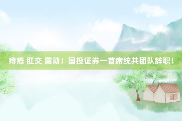 痔疮 肛交 震动！国投证券一首席统共团队辞职！
