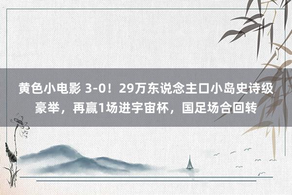 黄色小电影 3-0！29万东说念主口小岛史诗级豪举，再赢1场进宇宙杯，国足场合回转