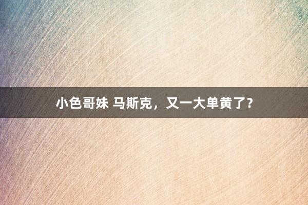 小色哥妹 马斯克，又一大单黄了？