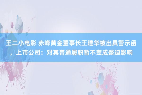 王二小电影 赤峰黄金董事长王建华被出具警示函，上市公司：对其普通履职暂不变成蹙迫影响