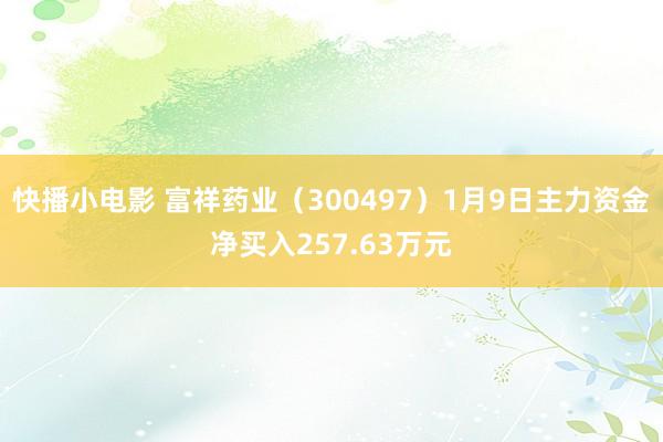 快播小电影 富祥药业（300497）1月9日主力资金净买入257.63万元