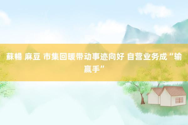 蘇暢 麻豆 市集回暖带动事迹向好 自营业务成“输赢手”