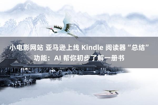 小电影网站 亚马逊上线 Kindle 阅读器“总结”功能：AI 帮你初步了解一册书