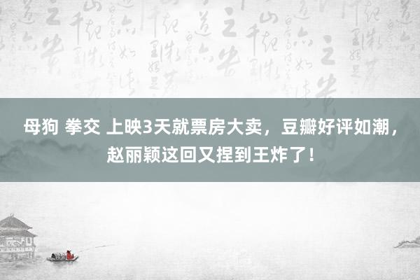 母狗 拳交 上映3天就票房大卖，豆瓣好评如潮，赵丽颖这回又捏到王炸了！