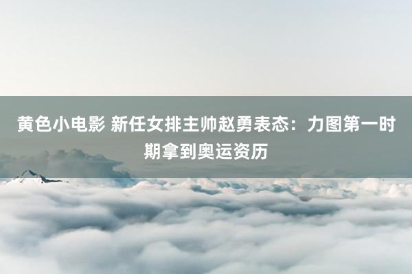 黄色小电影 新任女排主帅赵勇表态：力图第一时期拿到奥运资历
