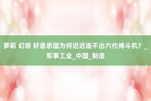 萝莉 幻塔 好意思国为何迟迟造不出六代搏斗机？_军事工业_中国_制造