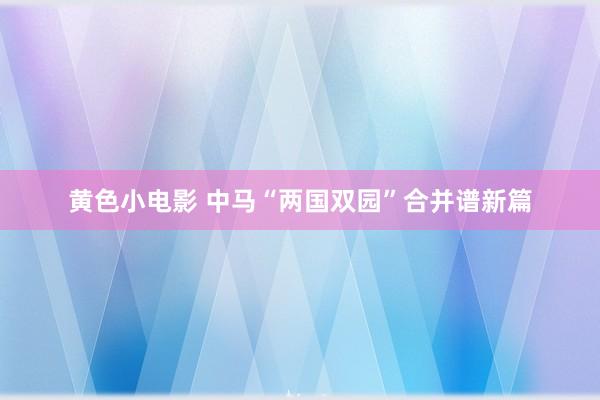 黄色小电影 中马“两国双园”合并谱新篇