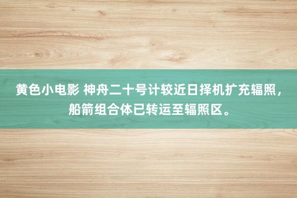 黄色小电影 神舟二十号计较近日择机扩充辐照，船箭组合体已转运至辐照区。