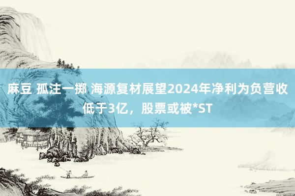 麻豆 孤注一掷 海源复材展望2024年净利为负营收低于3亿，股票或被*ST