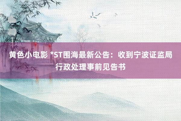 黄色小电影 *ST围海最新公告：收到宁波证监局行政处理事前见告书