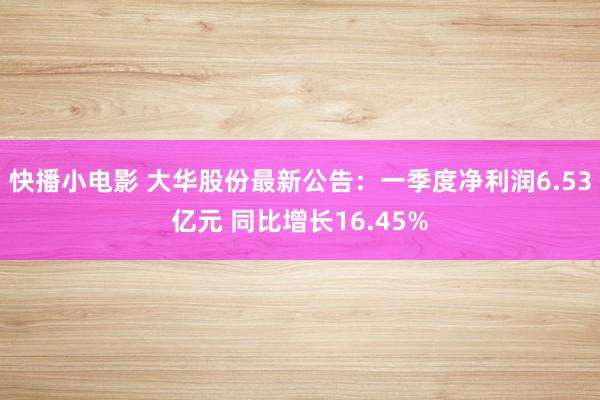 快播小电影 大华股份最新公告：一季度净利润6.53亿元 同比增长16.45%
