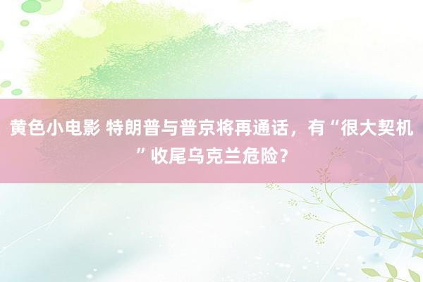 黄色小电影 特朗普与普京将再通话，有“很大契机”收尾乌克兰危险？