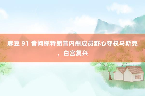 麻豆 91 音问称特朗普内阁成员野心夺权马斯克，白宫复兴