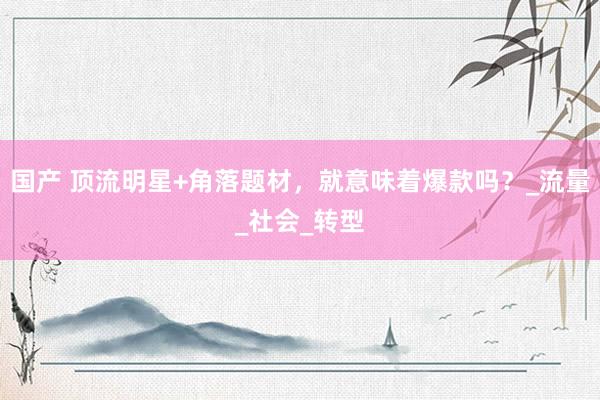 国产 顶流明星+角落题材，就意味着爆款吗？_流量_社会_转型